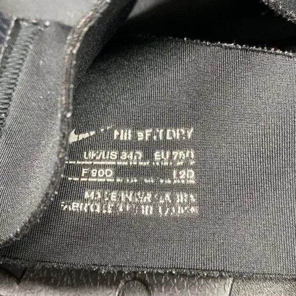 NIKE DRY FIT BLACK HIGH IMPACT BRA SIZE 34D- NICE! - Picture 3 of 7